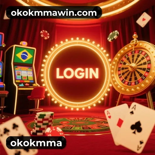 App okokmma para iOS e Android — interface mobile, login biométrico e PIX integrado